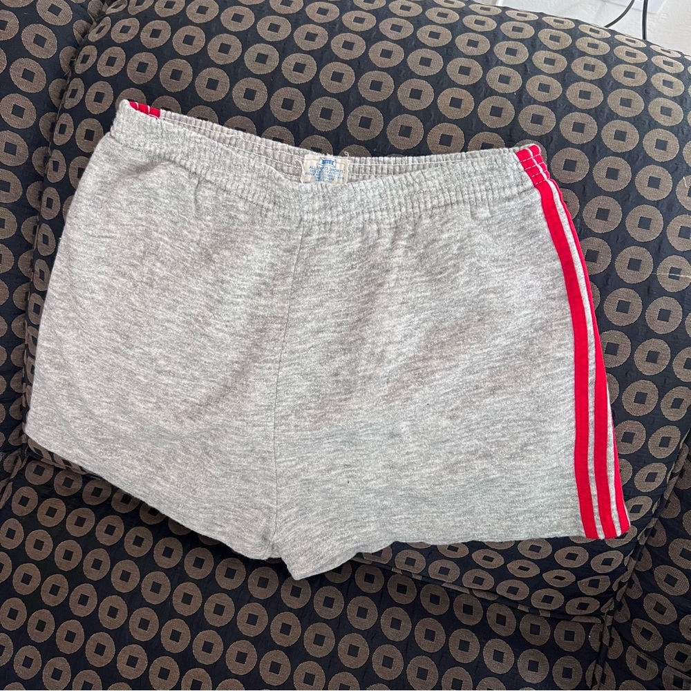 Vintage Grey Shorts with Red Stripes